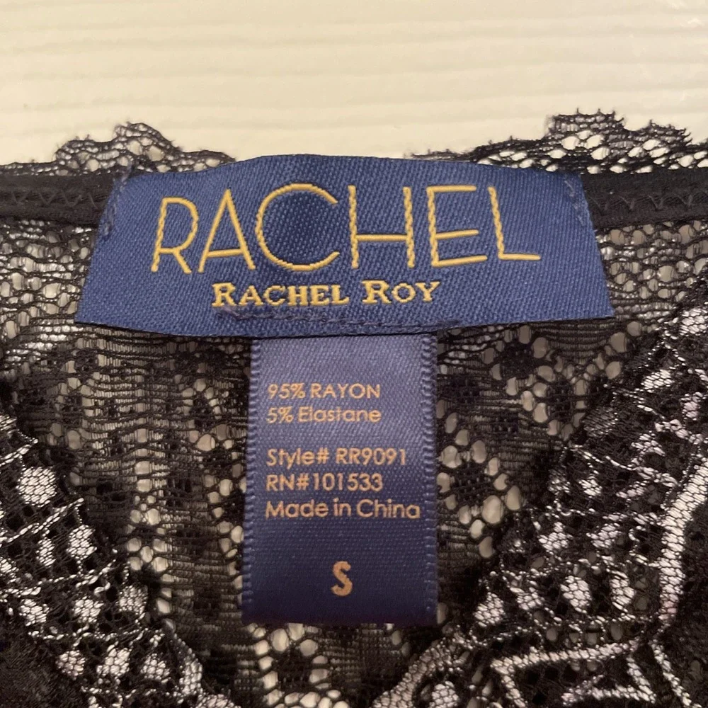 NWT Rachel Roy Pink Spaghetti Strap Black‎ Lace Trim Nightgown Sz S